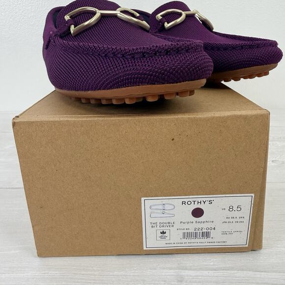 NEW Rothy’s Double Bit The Driver Loafers Size 8.5 Purple Sapphire Comfort Shoes - Picture 14 of 16